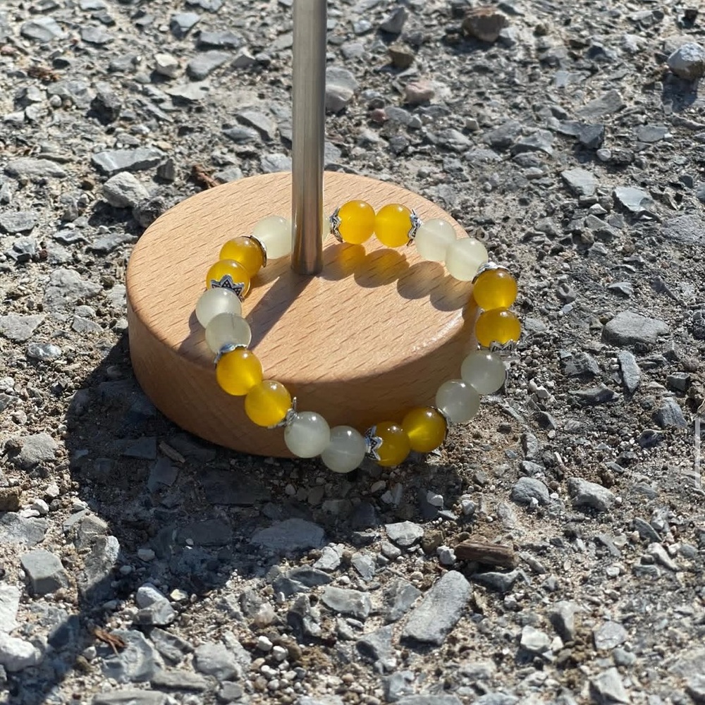 Yellow and Cream Beaded Bracelet